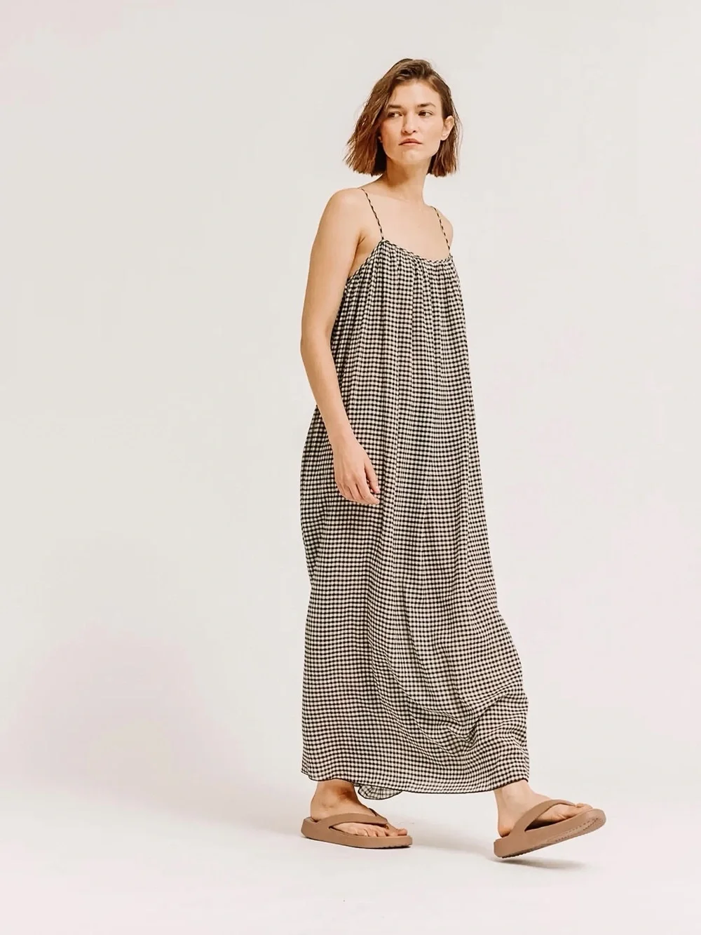 Black and cream gingham maxi dress NWT - Picture 4 of 4